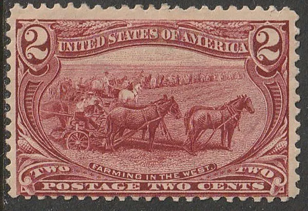U.S. Sc. #286, Mint, 1898, 2-cent Trans-Mississippi Expo, Brown Red, Perf 12