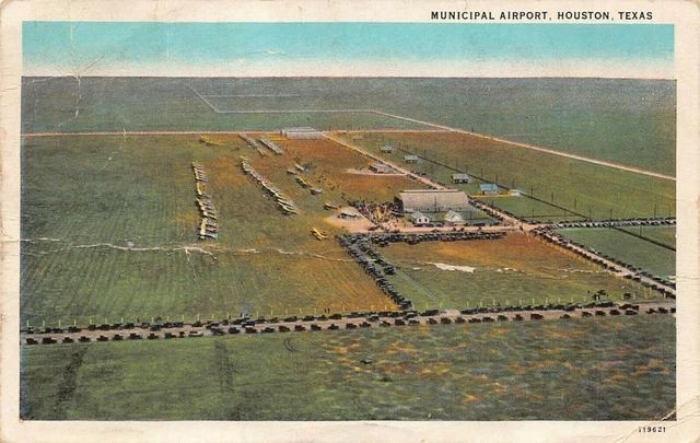 AIRPLANE Houston Texas Municipal Airport AERIAL VIEW Vintage Postcard c1930