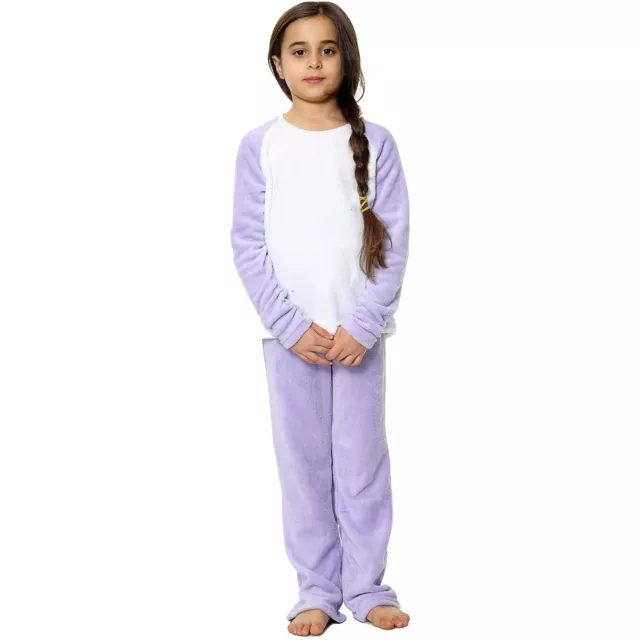Bambine Lilla Pigiama Morbido Pile 2 Pezzi Flanella Set Lounge Abito Anni 2-13
