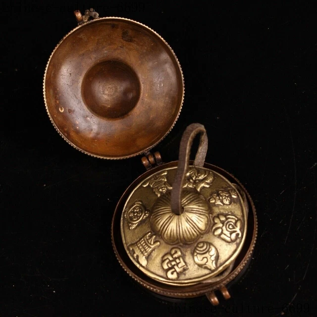 old Chinese bronze Gilt eight treasures Counter bell Ancient Musical instrument