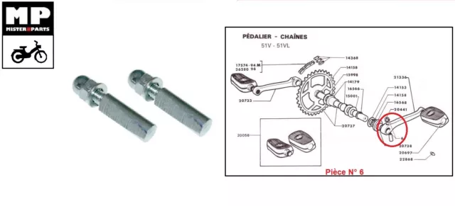 lot de 2 clavette pedalier cyclomoteur motobecane peugeot neuve  Ø8,7x40mm