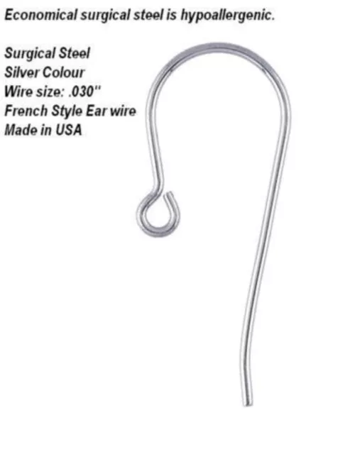 50 Surgical Steel Shepherd Earring Hooks Hypo-Allergenic USA Made