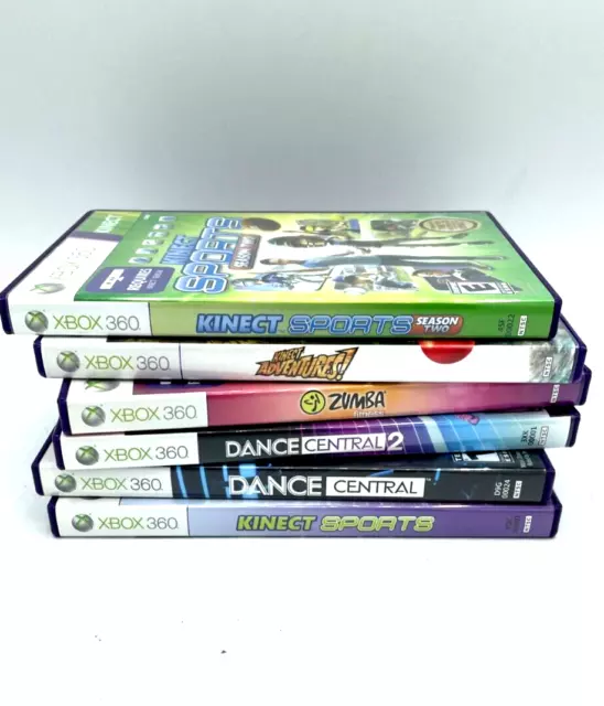 Xbox 360 Kinect Sports Game Lot Dance Central Kinect Adventures 6 Games