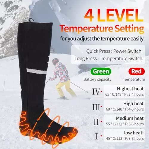 Upgraded Heated Socks for Men Women Electric Socks 5000mAh Battery Rechargeable.