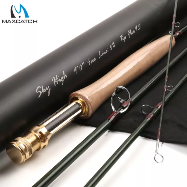 MAXCATCH SKY HIGH Fly Rod 2-8wt 4 secondes IM12 Toray carbone