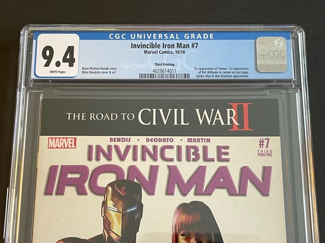 INVINCIBLE IRON MAN #7 (Marvel 2016) CGC 9.4, 3rd print, 1st cameo Riri Williams 2