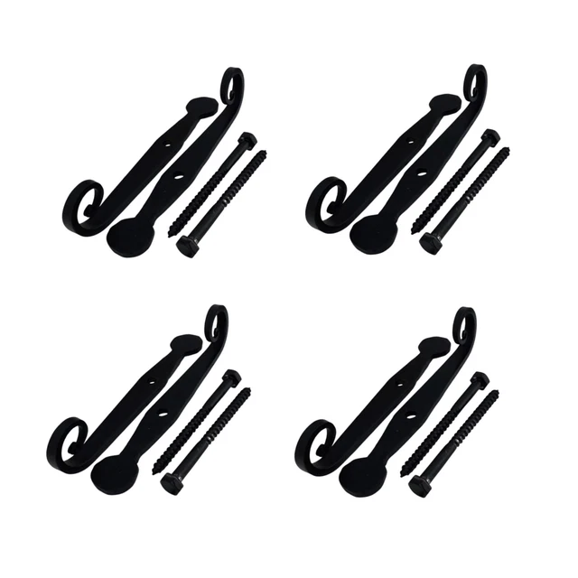Wrought Iron Rat Tail Shutter Dogs - 4 Pair
