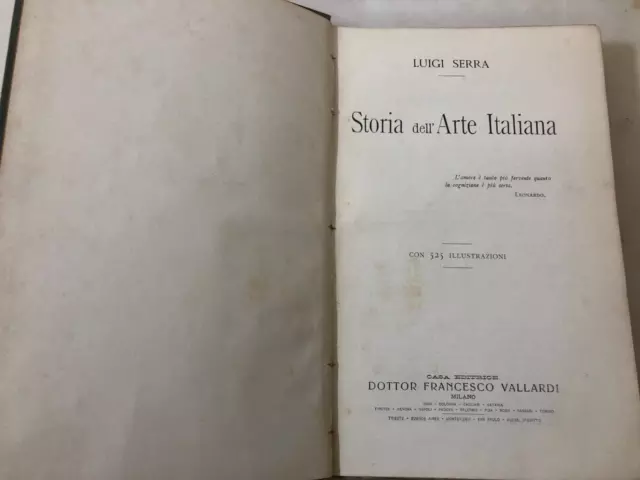 Raro Libro Luigi Serra Storia dell'arte italiana 525 illustrazioni prima edizion 2