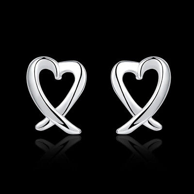 ASAMO Women's Ear Studs Schleifenherz Heart 925 Sterling Silver Plated O1055