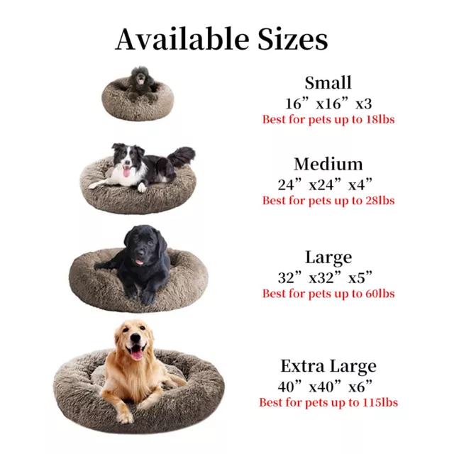 Donut Plush Pet Dog Cat Bed Fluffy Soft Warm Calming Bed Sleeping Kennel Nest 2