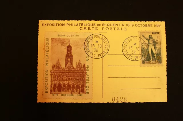 Exposition philatélique St Quentin 1936 - Timbre Rouget de Lisle (1 carte)