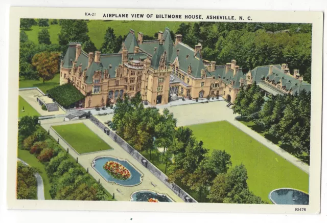 Airplane View of BILTMORE HOUSE Asheville North Carolina, c1950s Unused Postcard