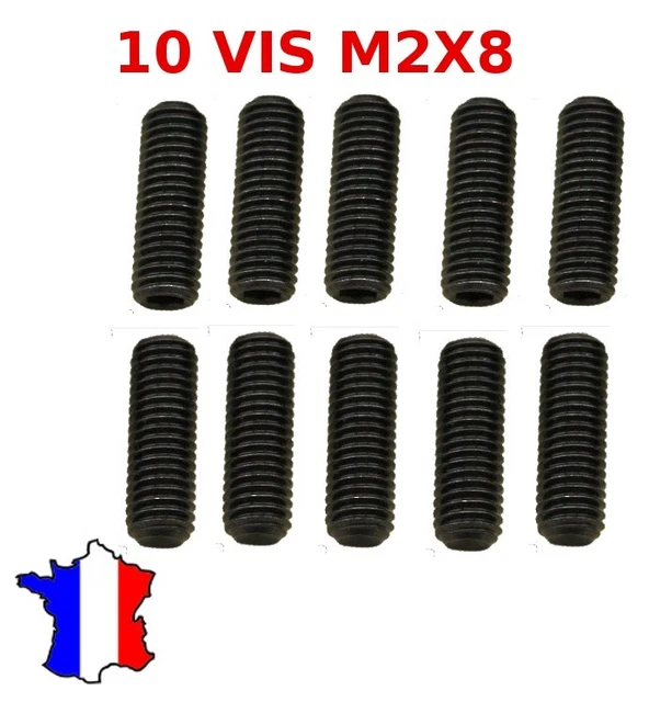 Vis Sans Tête M2 X 4 STHC Acier – Bout Plat, Six Pans Creux (BTR), Pour Bricolage Précis