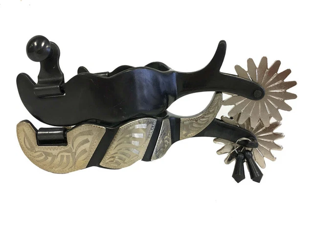 AJ Tack Cowboy Show Spurs Silver Engraving Chap Guand Jingle Bob Large Rowels