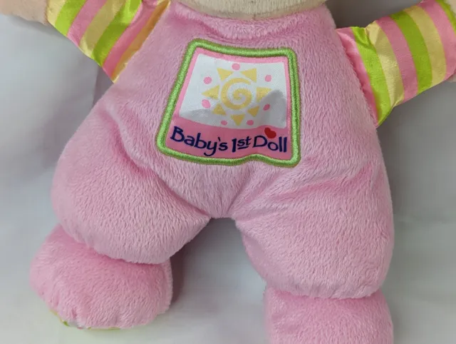 Fisher Price Babys First Doll Plush Rattle 10 Inch 2008 Stuffed Animal Toy 3