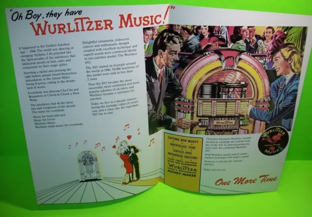 Wurlitzer Jukebox FLYER One More Time Original UNUSED Phonograph Music Foldout