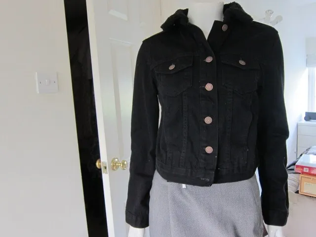 Denim black Jacket Newlook Li Borg Cosmo RRP £29.99 Size S