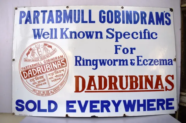 Vintage Porcelain Enamel Sign Dadrubinas Medicine For Ringworm & Eczema Chemist