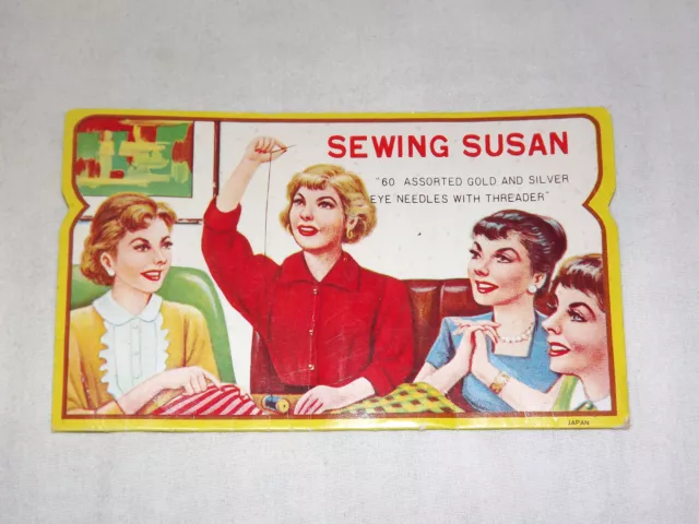 Vintage 1960S Old Advertising Sewing Susan 60 Assorted Needles With Threader