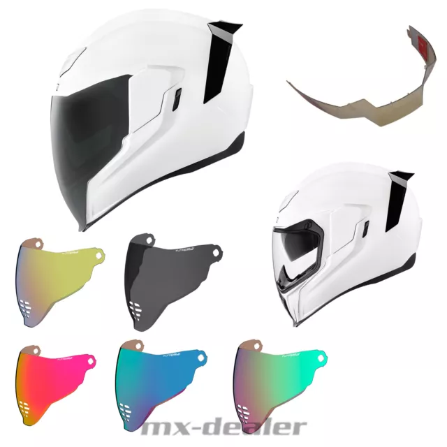 Icon Airflite Gloss White Integralhelm Motorrad Helm Stuntriding Caferacer