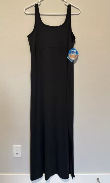 Columbia PFG Freezer Black Maxi Dress Womens Size Large Lightweight Stretch Slit