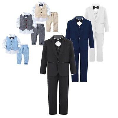 Boys Suits 4 Piece Wedding Boy Party Blazer Shirt Long Pants Vest Gentleman Suit