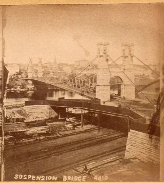 American Suspension Bridge.  Stereoview Photo