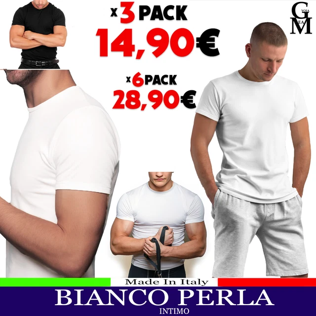 Maglia T-shirt da Uomo intima girocollo scollo sotto giacca morbida mezzamanica