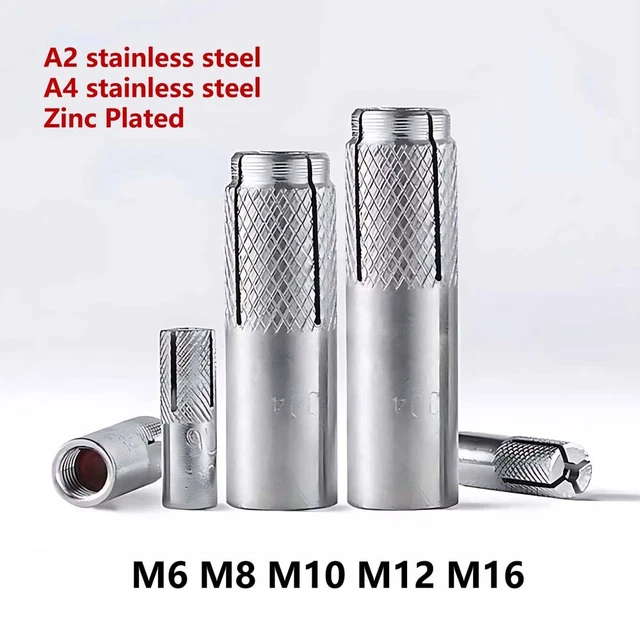 A2/A4/ZINC PLATED STEEL Dropin Anchors M6M16 DropIn Concrete