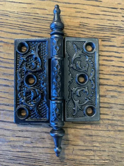 Antique Decorative Cast Iron Steeple Tip Door Hinge - 3" x 3"