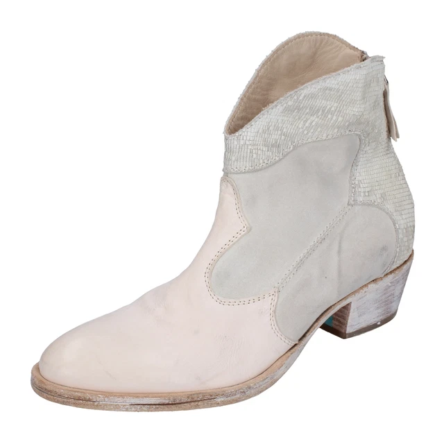 chaussures femme MOMA - 37 EU - bottines blanc daim cuir DT899