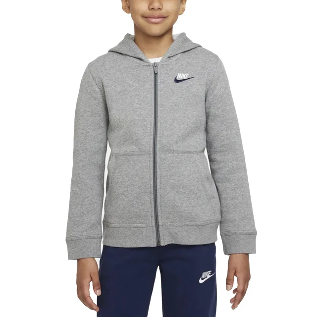 Nike Felpa da Ragazzo con Cappuccio e Full Zip Club Grigia Taglia M Cod BV369...