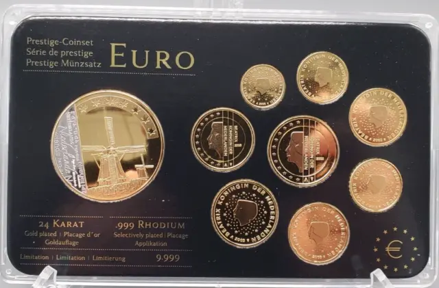 Prestige Münzensatz 24 Karat Goldauflage 2005 Niederlande Euro Limitiert 9999