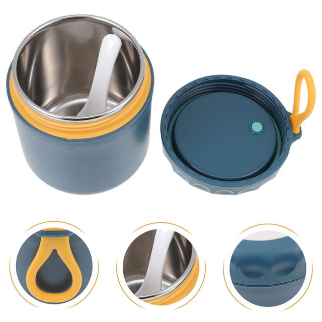 Taza de sopa aislada recipiente sellado vaso aislante azul acero inoxidable