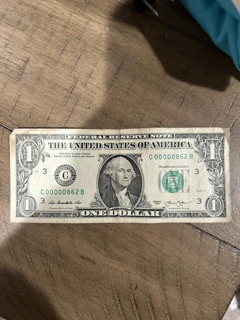 VERY LOW SERIAL Number $1 Dollar Bill Five In A Row 0’s Fancy Note ...
