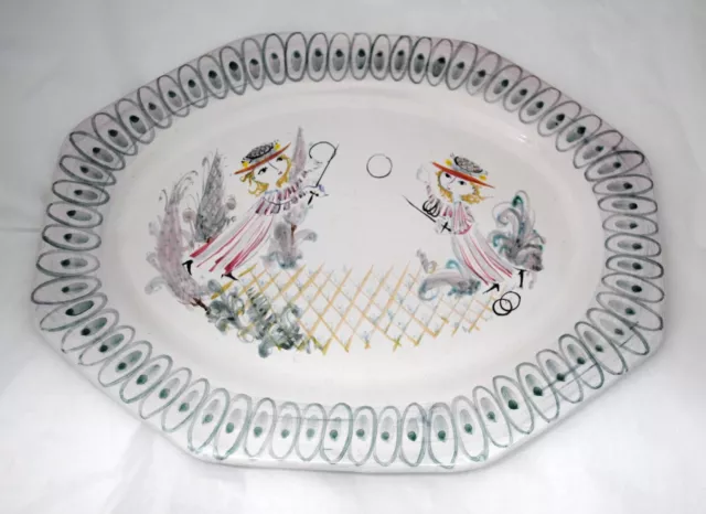 Early Bjorn Wiinblad Hand Painted Studio Art Pottery Platter 1949