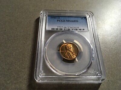 1945 D Lincoln Wheat Cent Penny PCGS MS66RD! BU UNC Choice Gem FREE SHIPPING!
