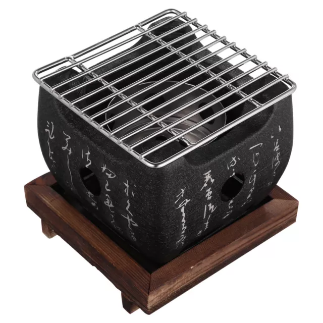 Hemoton Portable Japanese Style BBQ Grill 12x12CM Charcoal Grill