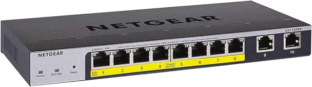 Netgear Switch - GS110TPP - 8 ports Gigabit, PoE+ (802.3at) + 2 ports cuivre SFP