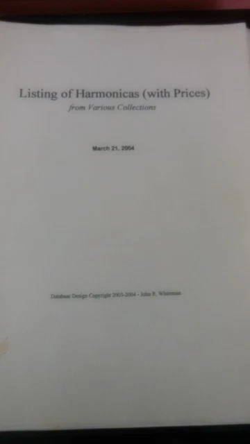 Listing of Harmonicas & Price Guide by J.R. Whitman