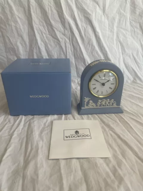 Wedgwood Blue Jasperware  Dome Mantel Clock With Box And Instructions 🥰