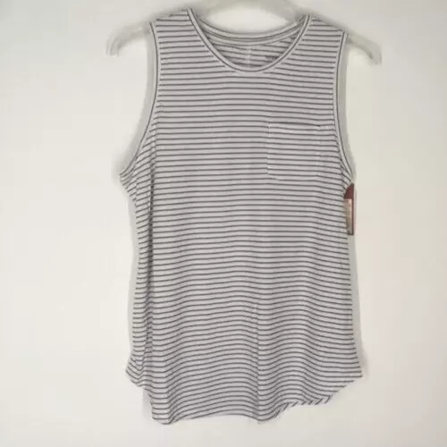 NWT Merona womens XXL white Black striped pocket tank top sleeveless