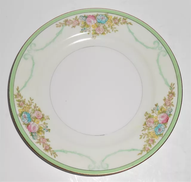 Meito China Porcelain Japan Floral Gold Green Yellow Bread Plate