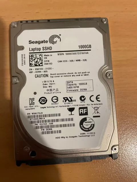 New Seagate 1TB ST1000LM014 64MB 2.5 " SATA SSHD Laptop Hybrid HDD Hard Drive