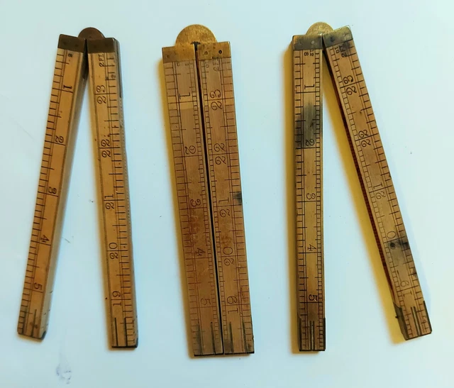 Lot of 3 Vintage 3ft Boxwood Wooden Folding Rulers. Hong Kong/ Holland/England. Lot of 3 Vintage 3ft Boxwood Wooden Folding Rulers. Hong Kong/ Holland/England.