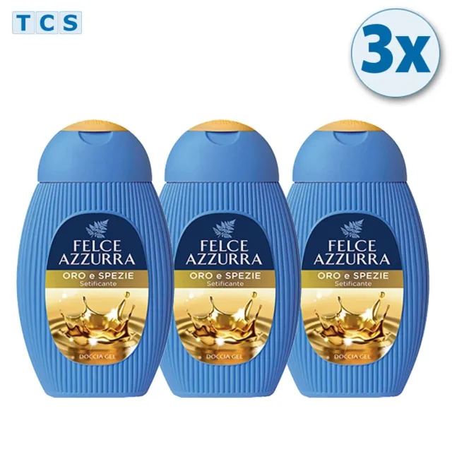 FELCE AZZURRA Doccia Gel Oro e Spezie, seidiges Duschgel würzige Noten, 3x 250ml