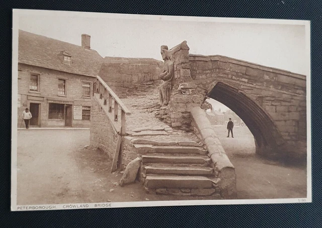 Unposted Photochrom Co B&W Postcard - Crowland Bridge, Peterborough  (d)