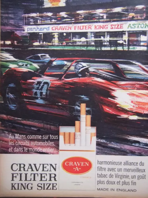Publicité De Presse 1966 Craven "A" Filter King Size - Shell- Panhard Aston - Ad