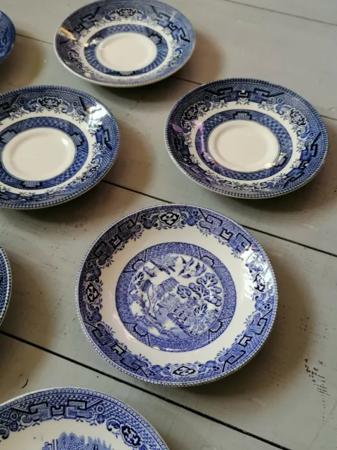 10 Beautiful Saucers Plates Blue And White Broadhurst Ironstone Made in England 3