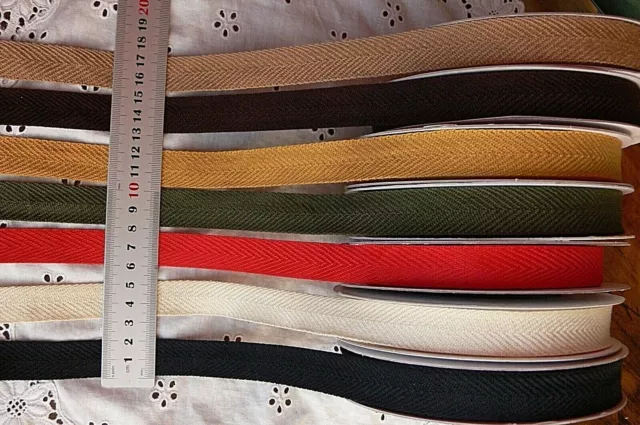 Textured TWILL Ribbon 3, 4.5 & 5 Metre Lengths 18mm Wide 6 Colour Choice LrgRD10